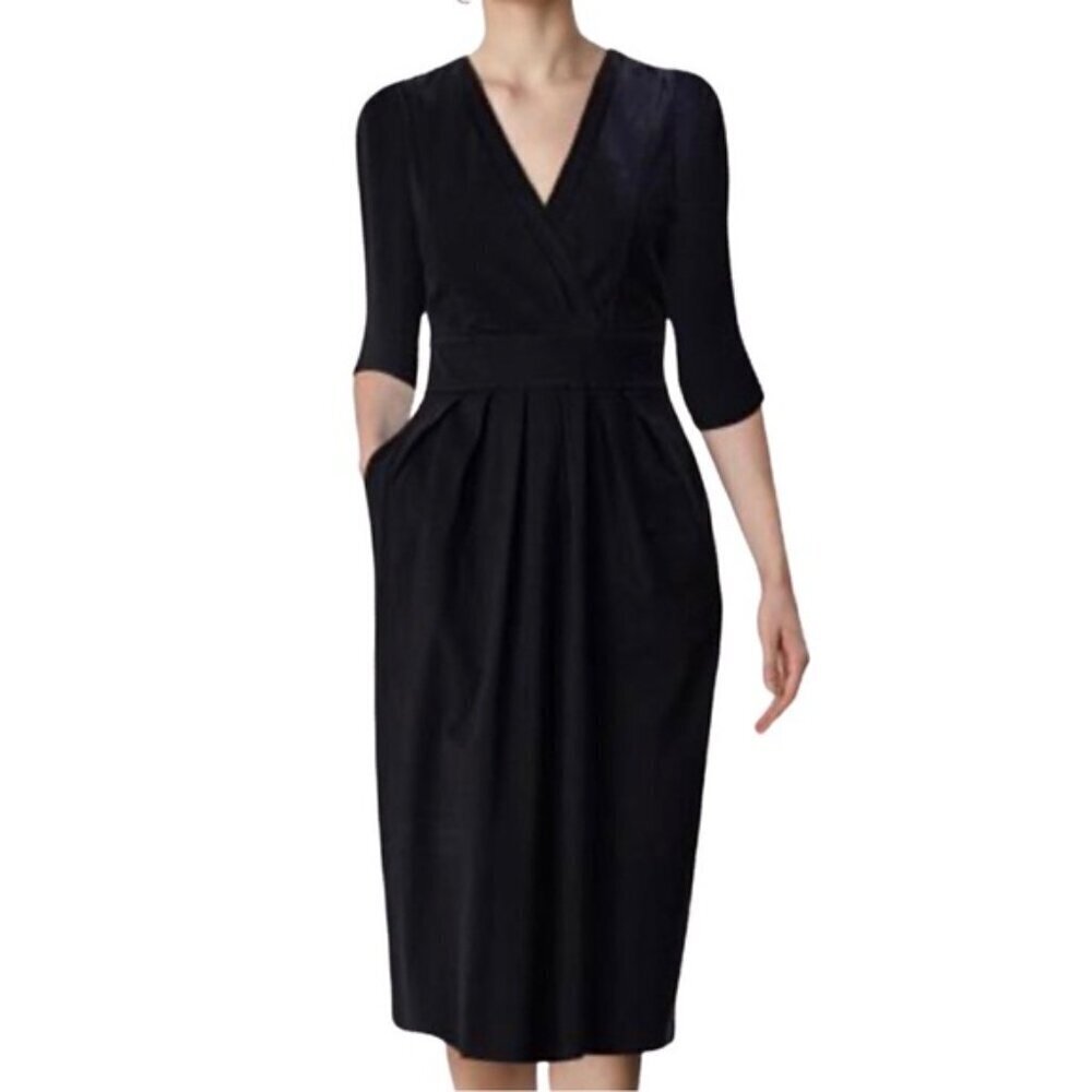 Eshakti Cotton Jersey Midi Dress Sheath Pockets Black Medium